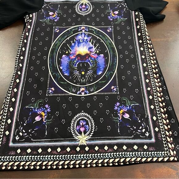 MIX & CHIC PURPLE IRIS BLACK FLORAL PRINT UNIQUE Mini dress Top  CLASSY - Picture 8 of 12